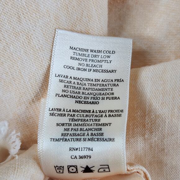 Rails Lex Shirt Women's Small Peach Acid Wash Cuffed Sleeve Linen Blend - Picture 8 of 13